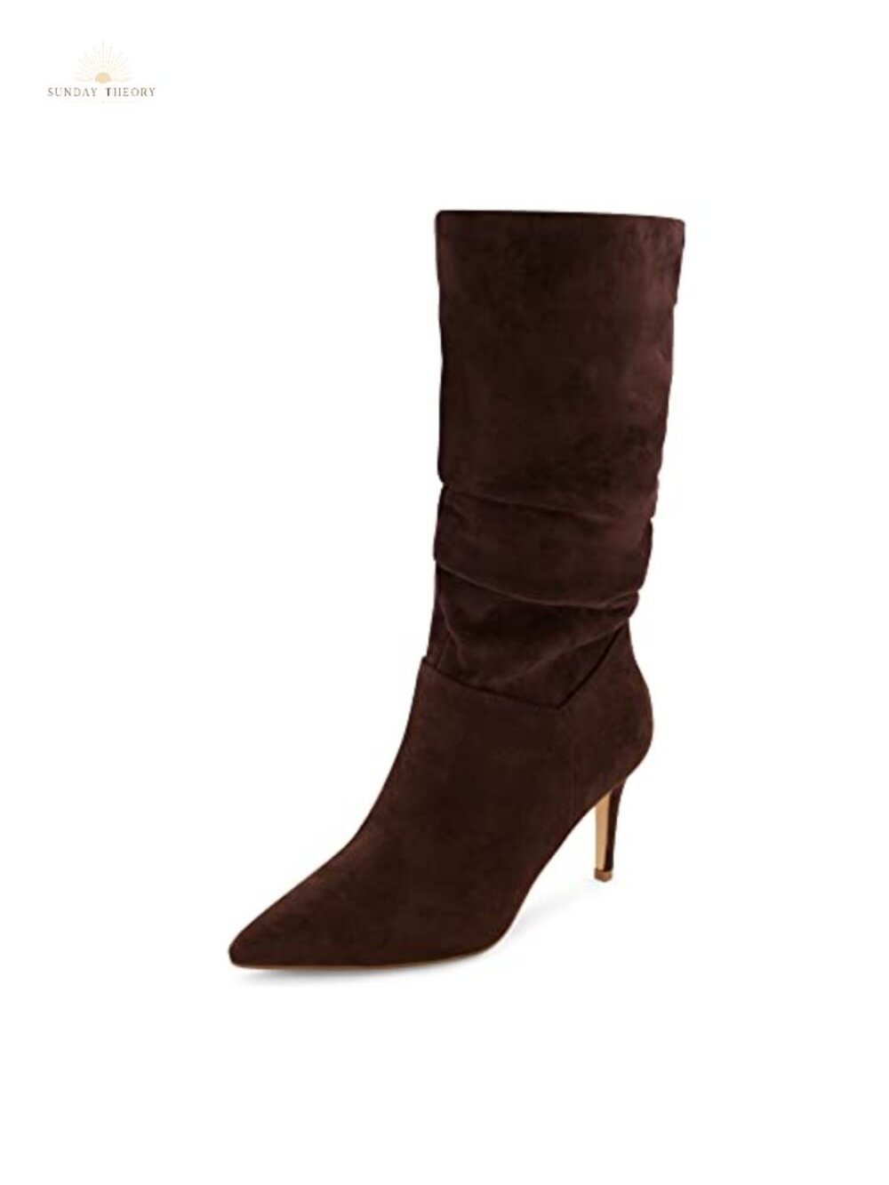 Vegan Suede Slouchy Mid-Calf Boots, Pointed Toe, 3in Heel, Side Zipper, Memory